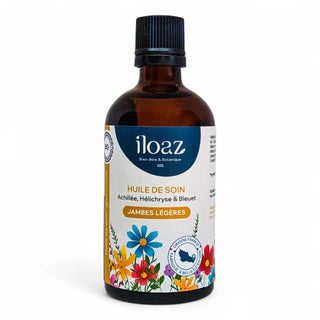 Huile de bien-être bio « jambes légères », au bleuet, à l’achillée et à l’hélichryse de Belle-île-en-mer